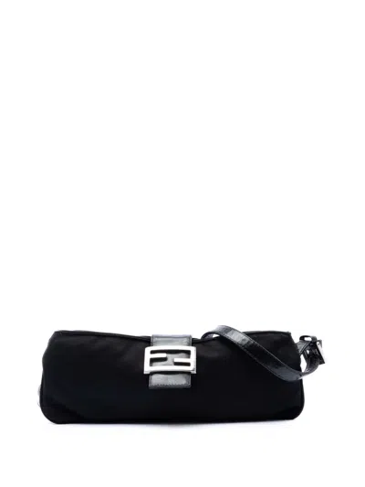 Pre-owned Fendi 2000-2010 Jersey Baguette Crossbody Bag In Black