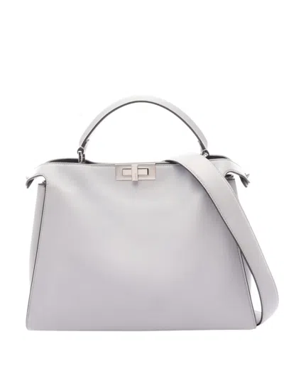 Pre-owned Fendi 2000-2010 Large Leather Peekaboo Essential Satchel In Blue