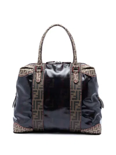 Pre-owned Fendi 2000-2010 Large Zucca Coated Canvas B Mix Tote Bag In Black