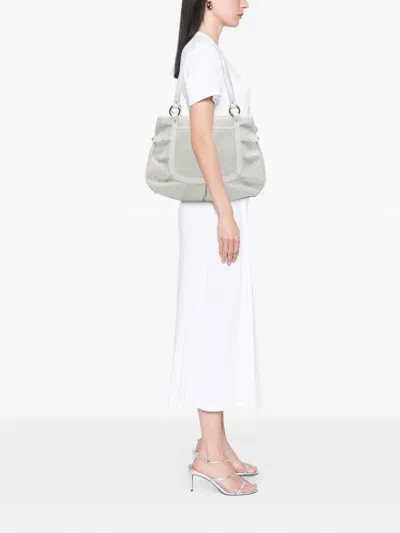 Pre-owned Fendi 2000-2010 Large Zucca Spalmati Chef Shopper Tote Bag In White