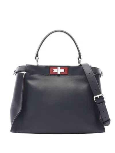 Pre-owned Fendi 2000-2010 Leather Peekaboo Satchel In Blue