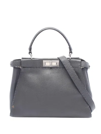 Pre-owned Fendi 2000-2010 Medium Calfskin Peekaboo Iconic Satchel In Grey