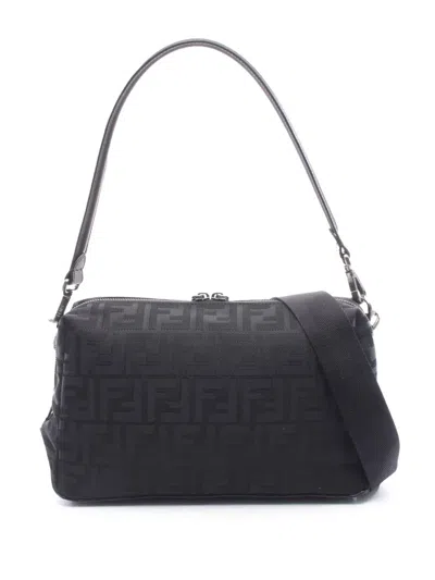 Pre-owned Fendi 2000-2010 Medium Canvas Ff Lui Satchel In Black