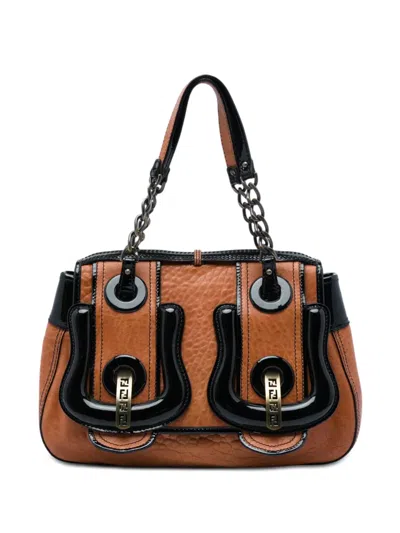 Pre-owned Fendi 2000-2010 Medium Leather B Bag Top Handle Bag Handbag In Black