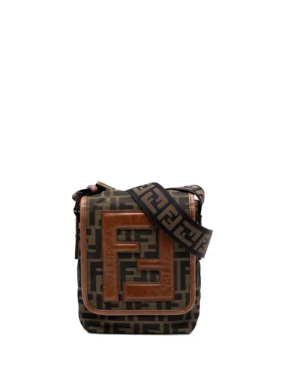 Pre-owned Fendi 2000-2010 Mini Ff Zucca Canvas Crossbody Bag In Brown