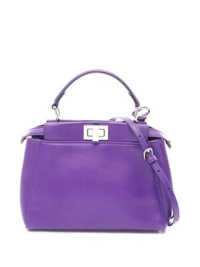 Pre-owned Fendi 2000-2010 Mini Leather Peekaboo Iconic Satchel In Purple
