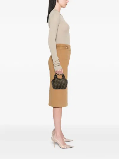 Pre-owned Fendi 2000-2010 Mini Zucca Canvas Handbag In Brown