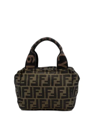 Pre-owned Fendi 2000-2010 Mini Zucca Canvas Handbag In Brown