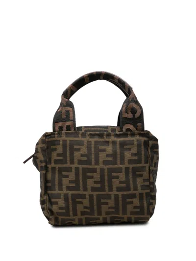 Pre-owned Fendi 2000-2010 Mini Zucca Canvas Handbag In Brown