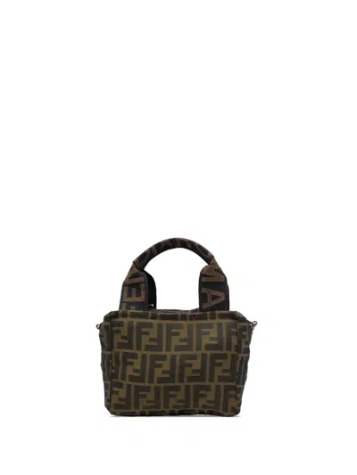 Pre-owned Fendi 2000-2010 Mini Zucca Canvas Satchel In Brown