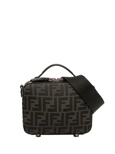 Pre-owned Fendi 2000-2010 Mini Zucca Canvas Suitcase Bag Satchel In Black