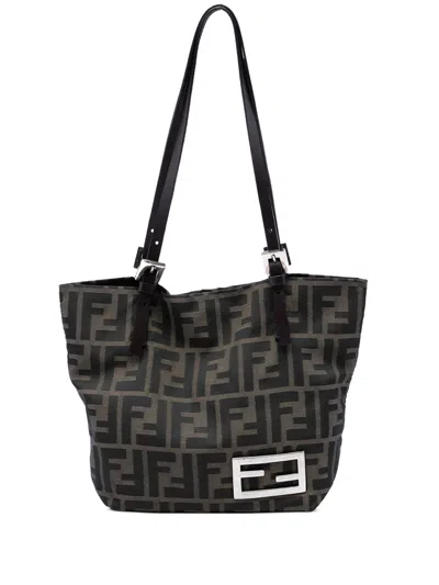 Pre-owned Fendi 2000-2010 Mini Zucca Canvas Tote Bag In Brown