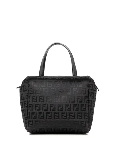Pre-owned Fendi 2000-2010 Mini Zucchino Canvas Handbag In Black