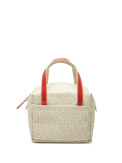Pre-owned Fendi 2000-2010 Mini Zucchino Spalmati Handbag In White