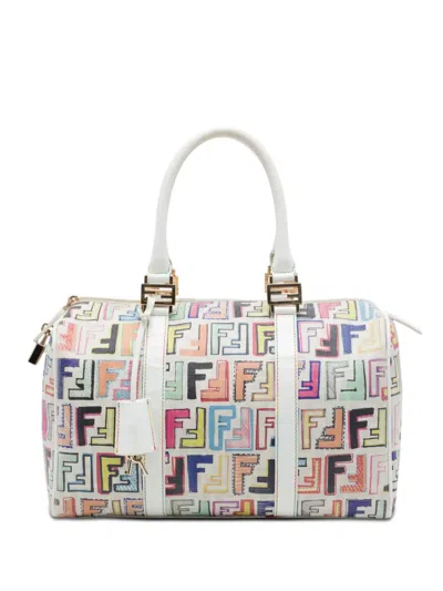 Pre-owned Fendi 2000-2010 Multicolor Zucca Spalmati Forever Boston Bag In Multicolour