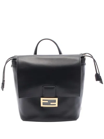 Pre-owned Fendi 2000-2010 Small Leather Backpack In Black