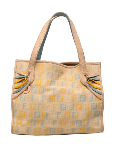 Pre-owned Fendi 2000-2010 Small Multicolore Zucchino Canvas Tote Bag In Multicolour