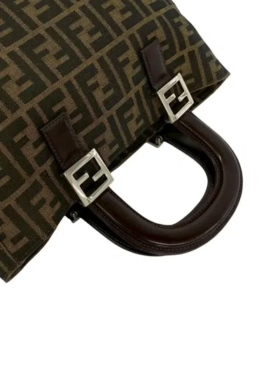 Pre-owned Fendi 2000-2010 Small Zucca Canvas Twins Tote Bag In Brown