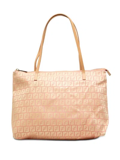 Pre-owned Fendi 2000-2010 Small Zucchino Canvas Tote Bag In Pink