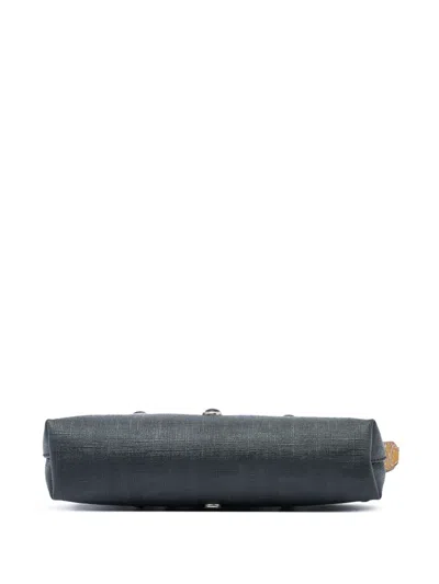 Pre-owned Fendi 2000-2010 Studded Spalmati Chain Pochette Shoulder Bag In Black
