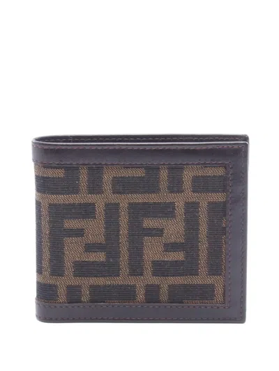 Pre-owned Fendi 2000-2010 Zucca Bifold Wallet Small Wallets In Brown