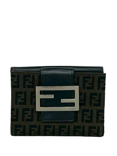 Pre-owned Fendi 2000-2010 Zucca Canvas Bifold Wallet Small Wallets In Brown