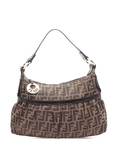 Pre-owned Fendi 2000-2010 Zucca Canvas Chef Shoulder Bag In Brown