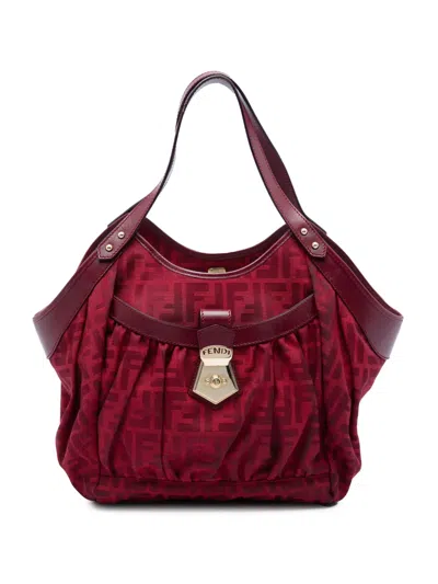 Pre-owned Fendi 2000-2010 Zucca Canvas Chef Tote Bag In Red