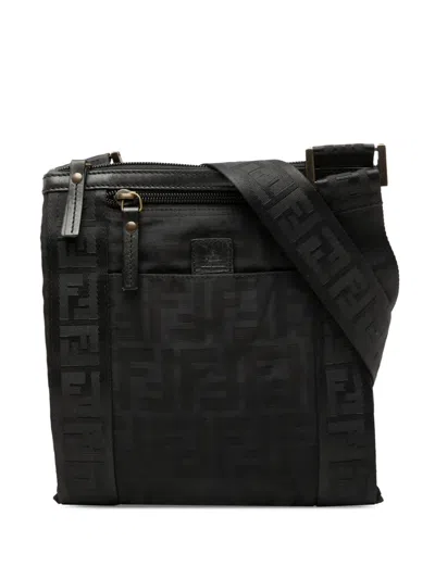Pre-owned Fendi 2000-2010 Zucca Canvas Crossbody Bag In Black