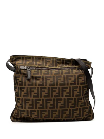 Pre-owned Fendi 2000-2010 Zucca Canvas Crossbody Bag In Brown