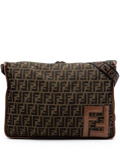 Pre-owned Fendi 2000-2010 Zucca Canvas Crossbody Bag In Brown