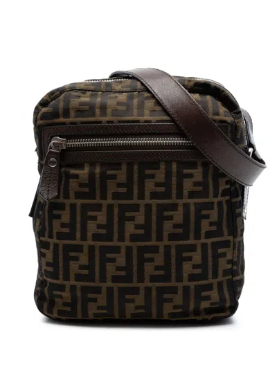 Pre-owned Fendi 2000-2010 Zucca Canvas Crossbody Bag In Brown
