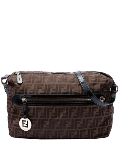 Pre-owned Fendi 2000-2010 Zucca Canvas Crossbody Bag In Brown