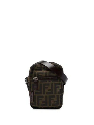 Pre-owned Fendi 2000-2010 Zucca Canvas Crossbody Bag In Brown
