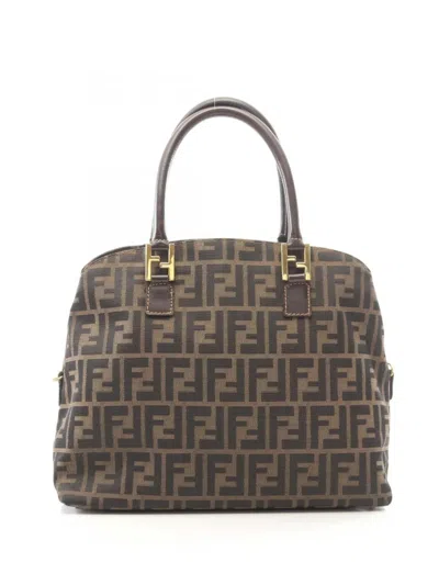 Pre-owned Fendi 2000-2010 Zucca Canvas Dome Satchel In Brown