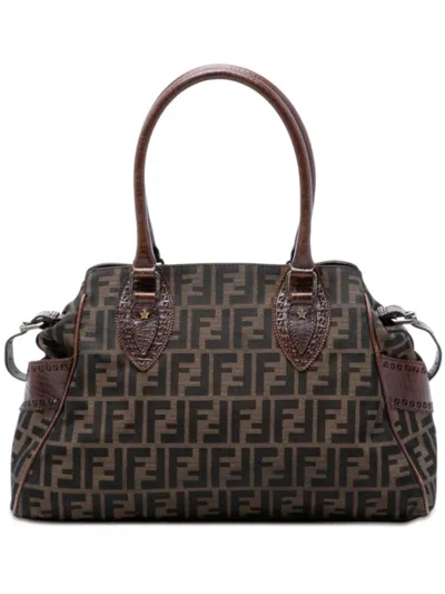 Pre-owned Fendi 2000-2010 Zucca Canvas Etniko Handbag In Brown