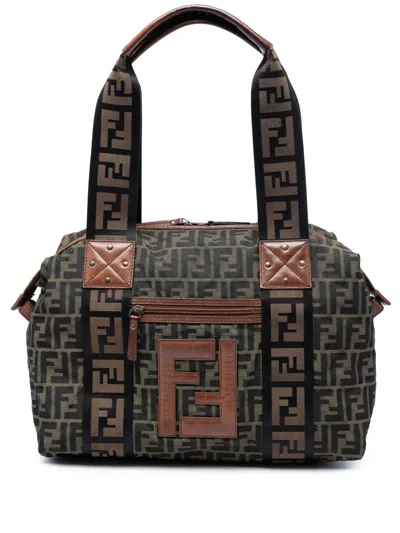 Pre-owned Fendi 2000-2010 Zucca Canvas Ff Tote Bag In Brown