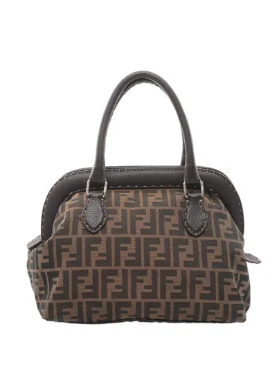 Pre-owned Fendi 2000-2010 Zucca Canvas Frame Handbag In Brown