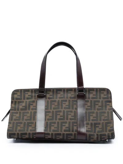 Pre-owned Fendi 2000-2010 Zucca Canvas Handbag In Brown