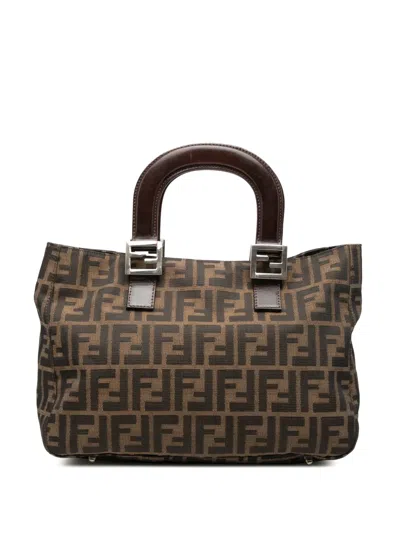 Pre-owned Fendi 2000-2010 Zucca Canvas Handbag In Brown
