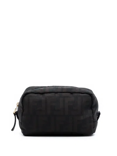 Pre-owned Fendi 2000-2010 Zucca Canvas Pouch In Brown