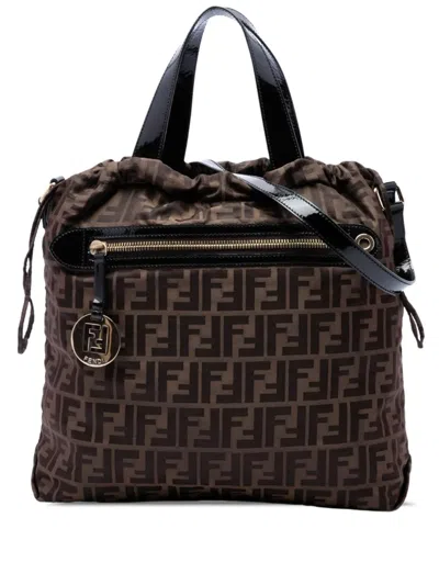 Pre-owned Fendi 2000-2010 Zucca Canvas Satchel In Brown