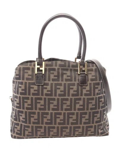 Pre-owned Fendi 2000-2010 Zucca Canvas Satchel In Brown