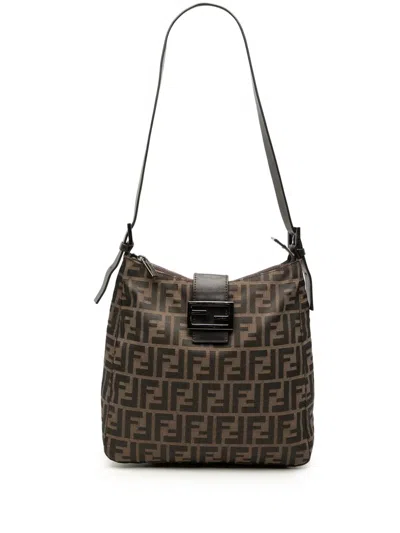 Pre-owned Fendi 2000-2010 Zucca Canvas Shoulder Bag In Brown