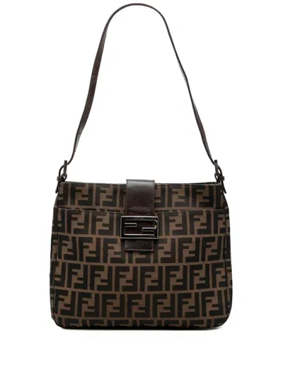 Pre-owned Fendi 2000-2010 Zucca Canvas Shoulder Bag In Brown