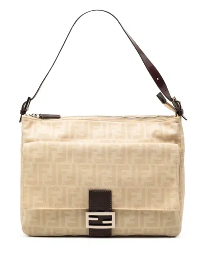 Pre-owned Fendi 2000-2010 Zucca Canvas Shoulder Bag In Brown