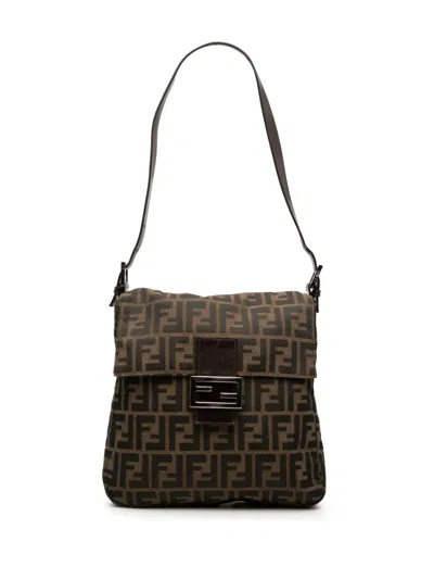 Pre-owned Fendi 2000-2010 Zucca Canvas Shoulder Bag In Brown