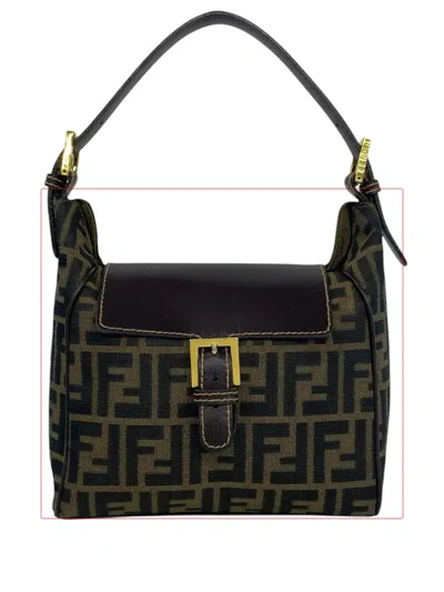 Pre-owned Fendi 2000-2010 Zucca Canvas Shoulder Bag In Brown