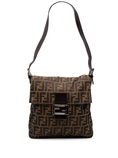 Pre-owned Fendi 2000-2010 Zucca Canvas Shoulder Bag In Brown