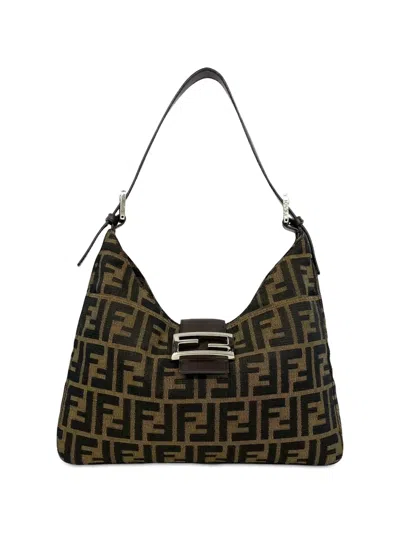 Pre-owned Fendi 2000-2010 Zucca Canvas Shoulder Bag In Brown